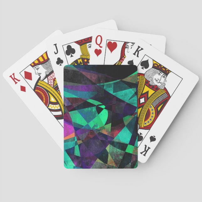 Geometrisk, färgrik, grungig abstrakt konst spel kort (Baksidan)