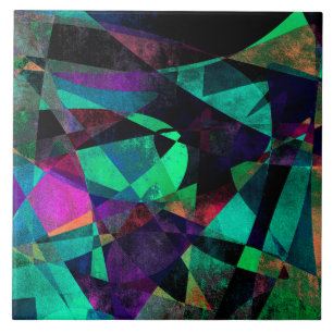 Geometrisk, färgrik Grungy abstrakt konst Kakelplatta