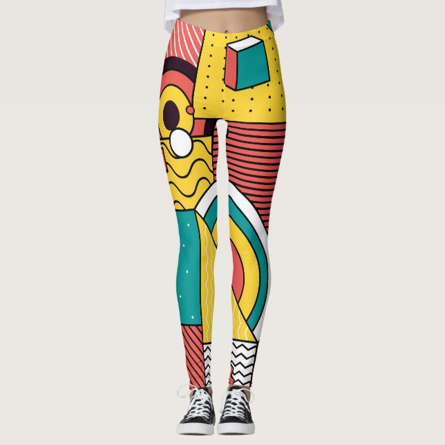 Geometrisk färgstark: abstrakt mönster. leggings (Framsida)