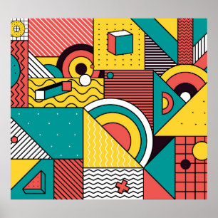 Geometrisk färgstark: abstrakt mönster. poster