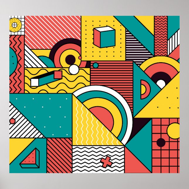 Geometrisk färgstark: abstrakt mönster. poster (Framsidan)