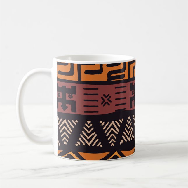 Geometrisk färgstark bohemisk stamart kaffemugg (Vänster)