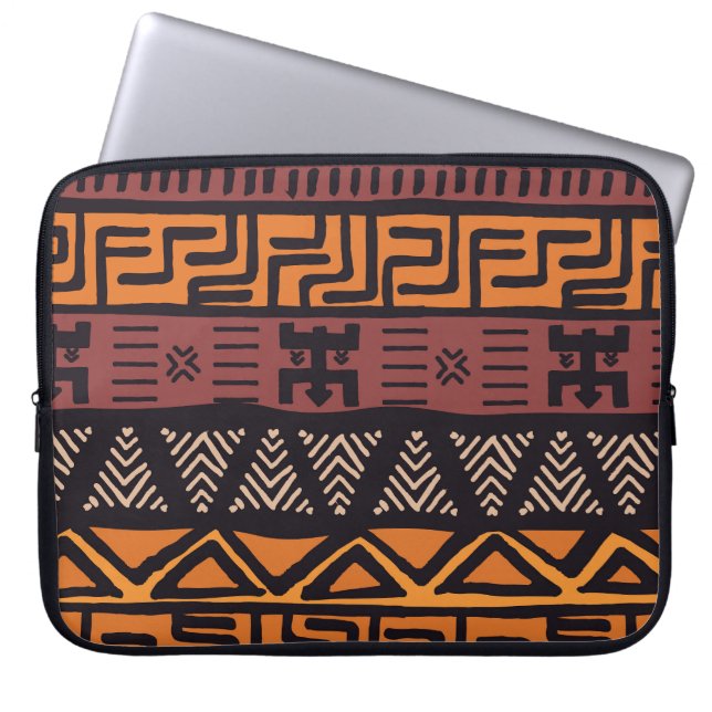 Geometrisk färgstark bohemisk stamart laptop fodral (Framsidan)