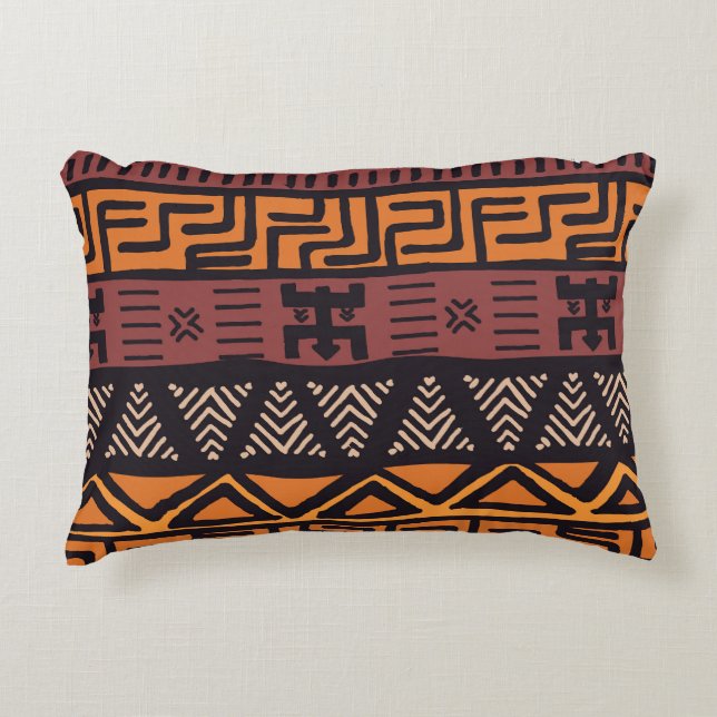 Geometrisk färgstark bohemisk stamart prydnadskudde (Framsidan)