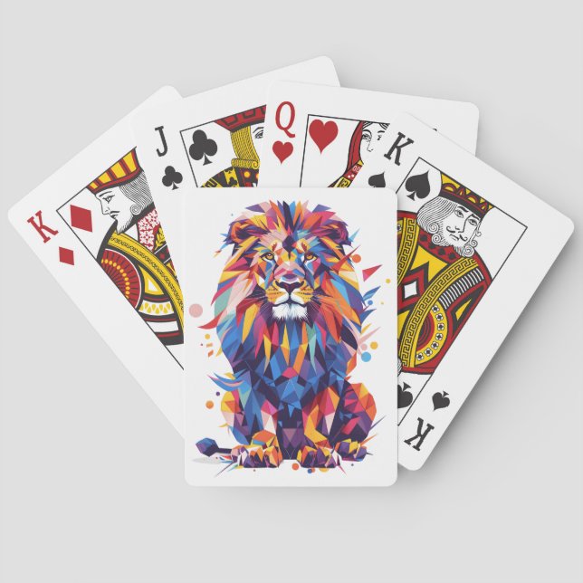 Geometrisk färgstark lejon utformning casinokort (Baksidan)