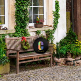 Geometrisk färgstark modern rund kudde