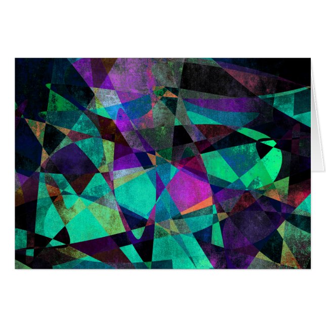 Geometrisk, färgstark, originalkonst av Abstrakt Hälsningskort (Framsidan Horizontal)