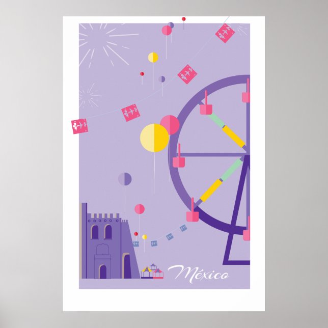 geometrisk färgstark poster för Mexikanska resefes (Framsidan)