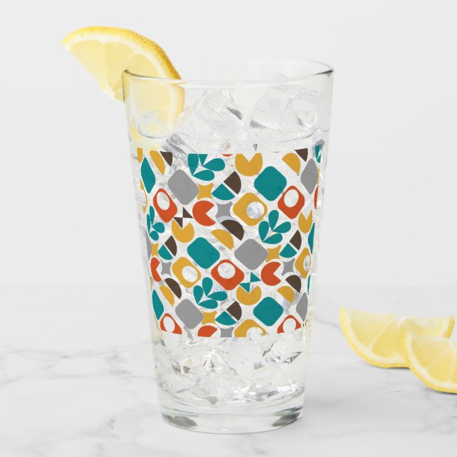 Geometrisk färgstark retro i det moderna mittårhun glaskopp (Framsida Ice)