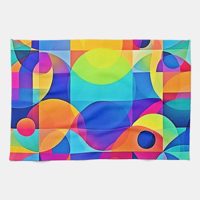 Geometrisk färgsymfoni kökshandduk (Horisontell)