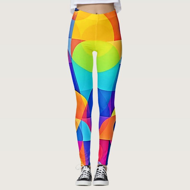 Geometrisk färgsymfoni leggings (Framsida)