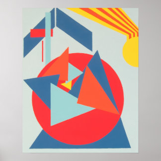 Geometrisk fet gul solstrålning konsttryck poster
