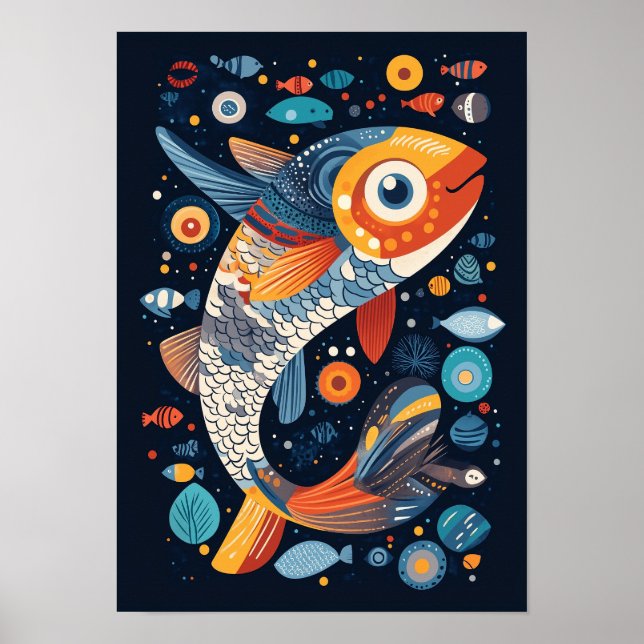 Geometrisk fiskillustration poster (Framsidan)