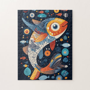 Geometrisk fiskillustration pussel