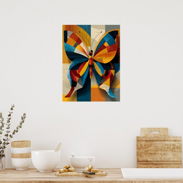 Geometrisk Fjäril Väggkonst Poster (Kök)