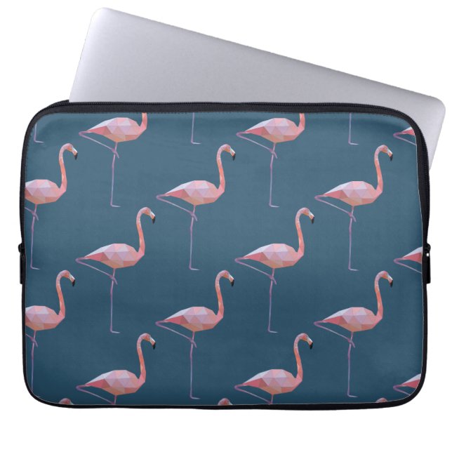 Geometrisk Flamingotryckkricka Laptop Fodral (Framsidan)