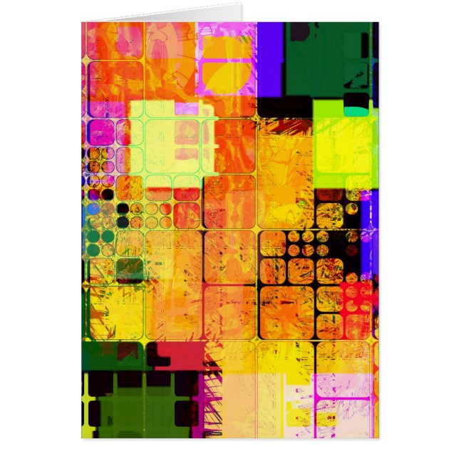 Geometrisk flerfärgad funky hälsningskort (Framsidan)