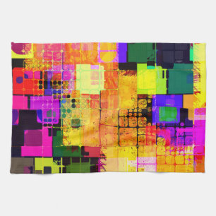 Geometrisk flerfärgad funky kökshandduk
