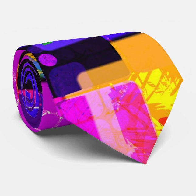 Geometrisk flerfärgad funky slips (Rullad)