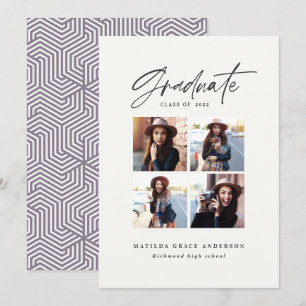 Geometrisk flerfototypografi studenten lila meddelande