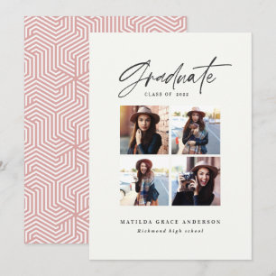 Geometrisk flerfototypografi studenten rosa meddelande