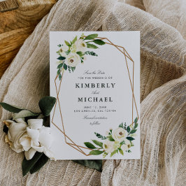 geometrisk för elfenbensvit blommigt spara datumko spara datumet