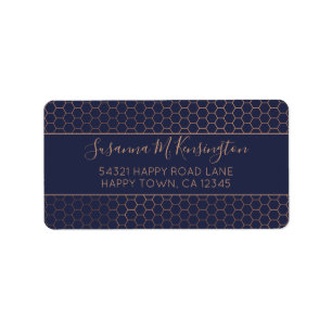 Geometrisk för guldfetter i Ro (Girly Navy Blue an Adressetikett