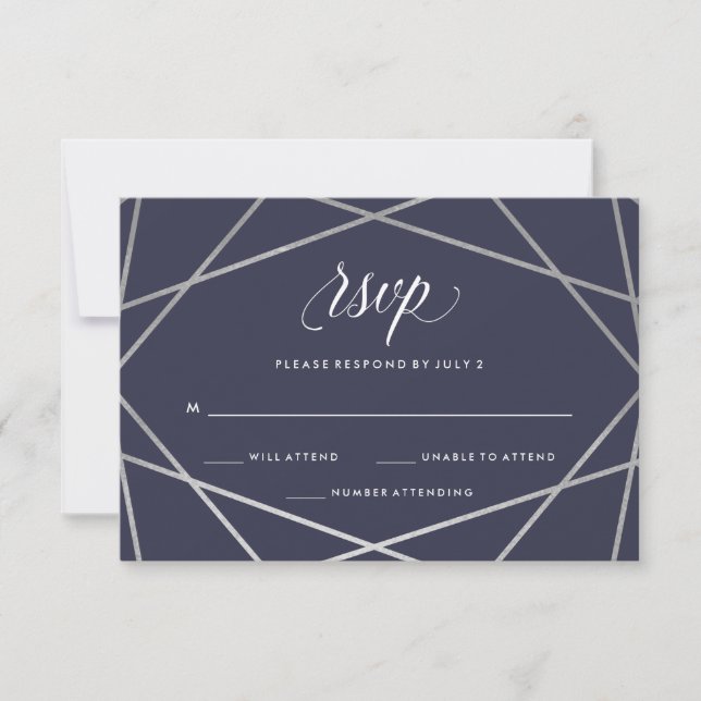 Geometrisk för Midnight Blue Silver | Bat mitzvah  OSA Kort (Framsida)