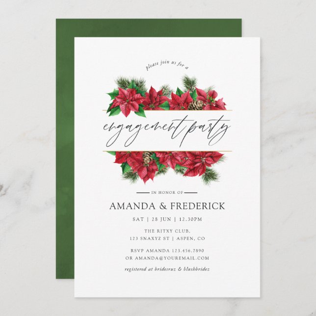 Geometrisk Förlovningsfest för vattenfärg vid jul Inbjudningar (Fram/baksida)