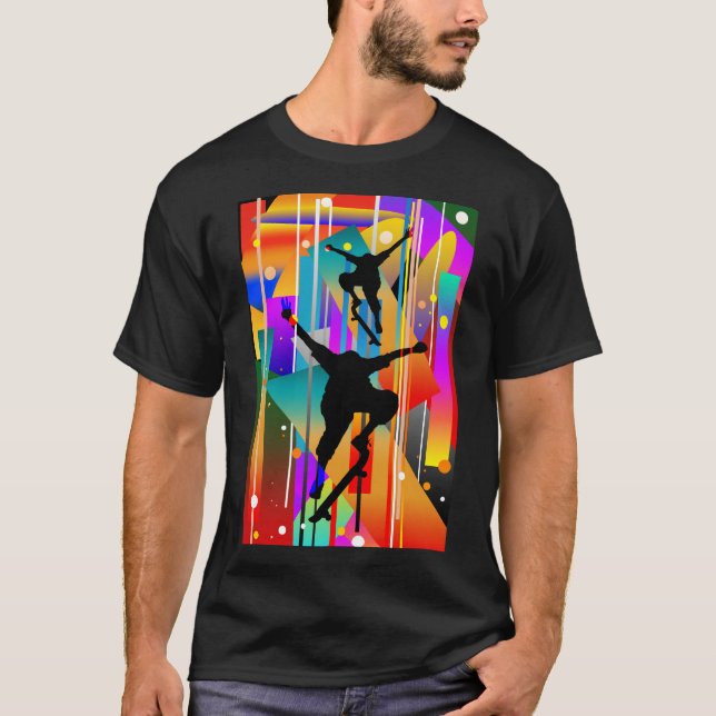 Geometrisk form Abstrakt skateboard T Shirt (Framsida)