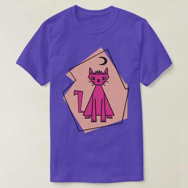 Geometrisk form djup rosa klippt katt med svart ha t shirt (Design framsida)