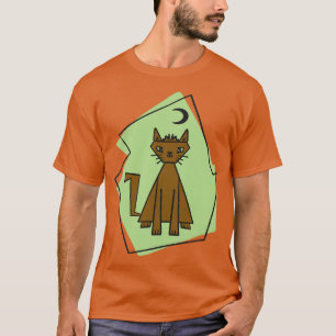 Geometrisk form klippt katt med svart halva måne t shirt