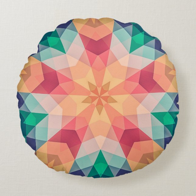 Geometrisk fotografisk geometrisk konstdesign Meta Rund Kudde (Framsidan)