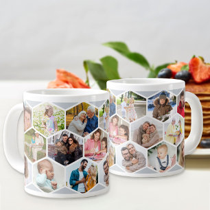 Geometrisk fotokollage 17 Bild Silver Grått Jumbo Mugg