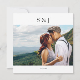 Geometrisk fotokvadrat vit och svart 2 Bröllop Inbjudningar