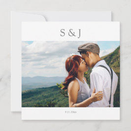 Geometrisk fotomodern kvadrat Grått 2 Bröllop Inbjudningar