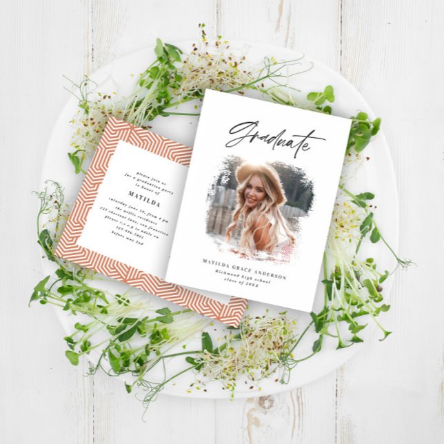 Geometrisk fototypografi studentfest inbjudan vykort (Skapare uppladdad)