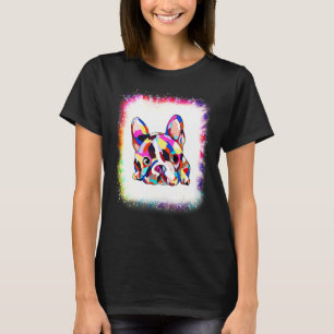 Geometrisk fransk bulldogg pojke flicka Tie Dye Bl T Shirt