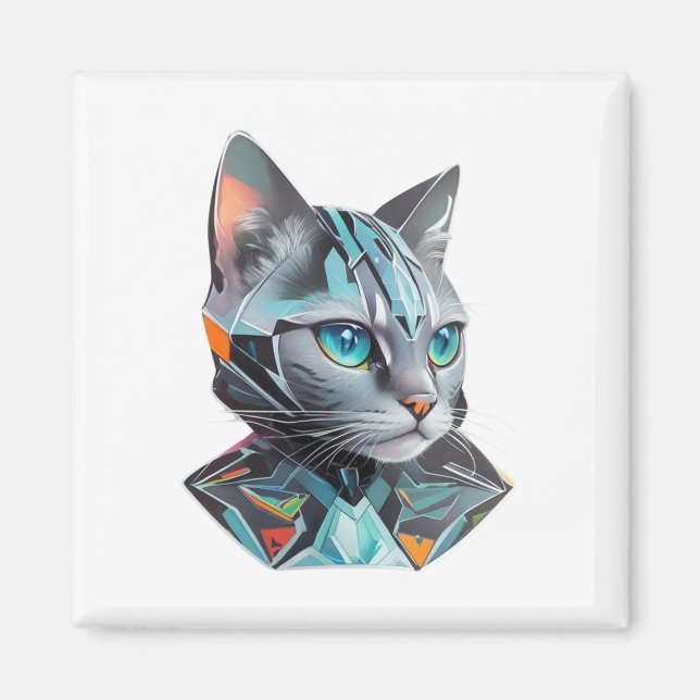 Geometrisk Futuristiska - kattdesign Magnet (Framsidan)