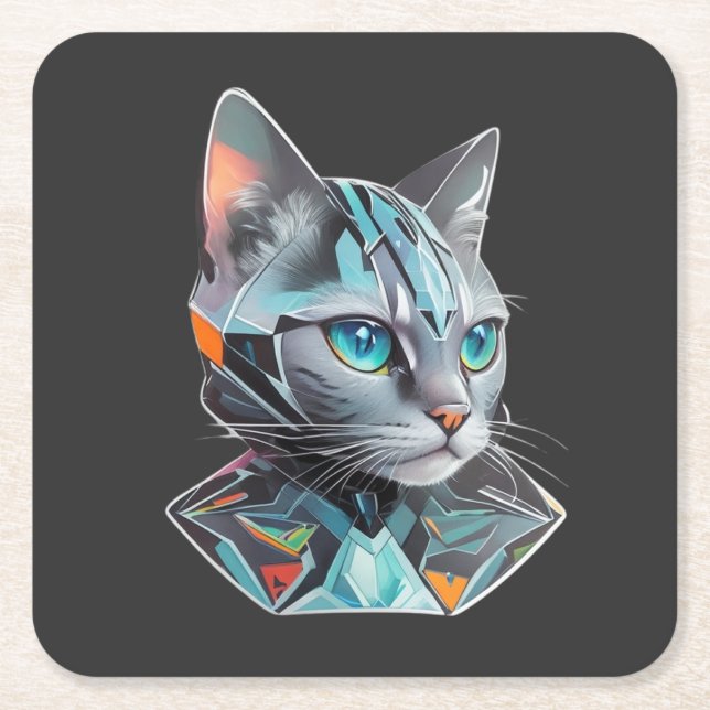 Geometrisk Futuristiska - kattdesign Underlägg Papper Kvadrat (Framsidan)