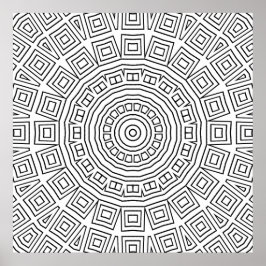 Geometrisk fyrkantig spiralmandelamönsterdesign poster