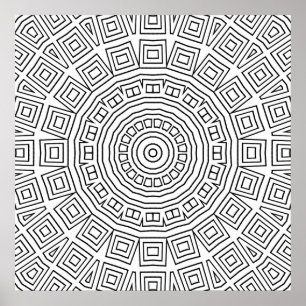 Geometrisk fyrkantig spiralmandelamönsterdesign poster
