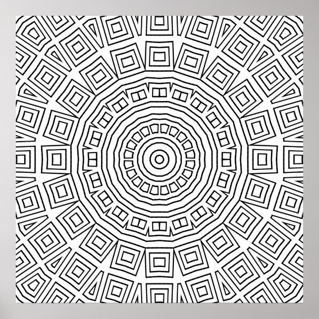 Geometrisk fyrkantig spiralmandelamönsterdesign poster (Framsidan)