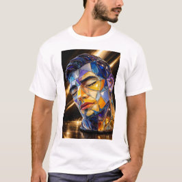 Geometrisk Glasporträtt – Modern Abstrakt Manlig F T Shirt