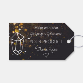 Geometrisk glitter på svart presentkort presentetikett