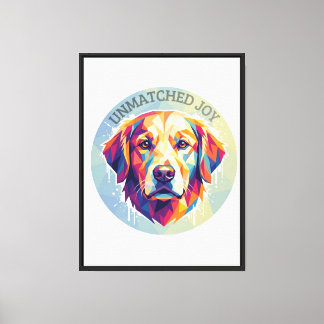 Geometrisk Golden Retriever - Färgrik Pop-Art T-Sh Canvastryck