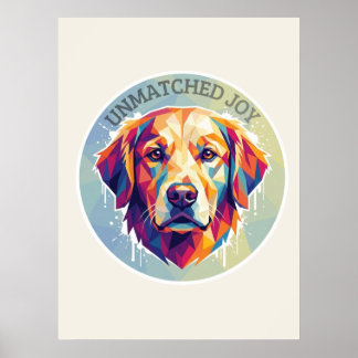 Geometrisk Golden Retriever - Färgrik Pop-Art T-Sh Poster