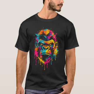 Geometrisk gorilla-färgspray gatudesign t shirt