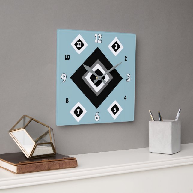 Geometrisk gråblå fyrkantig klocka (Kontor)
