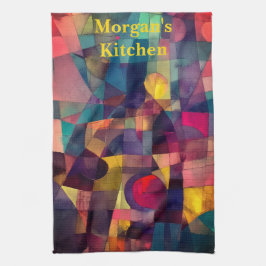 Geometrisk grafik för levande Abstrakt i anpassnin Kökshandduk